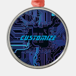 Ornement En Métal Circuit imprimé PCB Cyber Blue personnalisé Art te