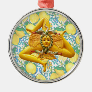 Ornement En Métal Citrons siciliens Trinacria fierté italienne sur f
