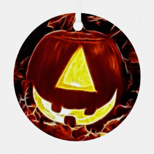 Ornement En Métal Citrouille d'Halloween Jack O-Lantern borgne