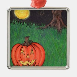 Ornement En Métal Citrouille Jack O'Lantern
