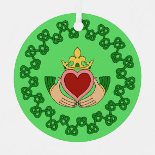 Ornement En Métal Claddagh et Green Knotwork