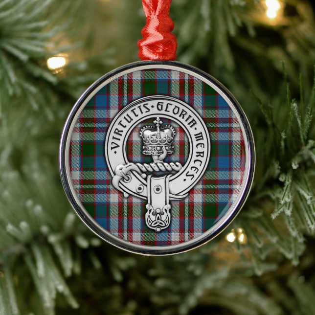 Ornement En Métal Clan Donnachaidh (Robertson) Crest & Dress Tartan (Arbre)