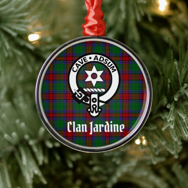 Ornement En Métal Clan Jardine Crest Badge et Tartan (Arbre)