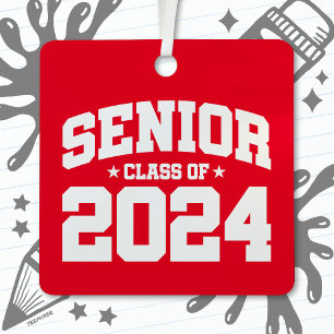 Ornement En Métal Classe de 2024 Lycée Graduation Senior 2024