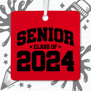 Ornement En Métal Classe de 2024 Lycée Graduation Senior 2024