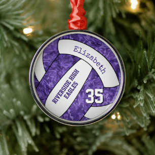 Ornement En Métal club de volley-ball féminin blanc violet memento
