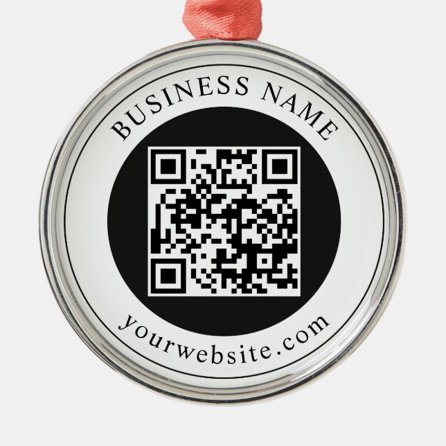 Ornement En Métal Code QR avec nom d'entreprise modifiable (Devant)