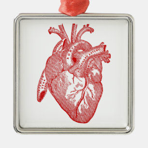 Ornement En Métal Coeur anatomique antique rouge