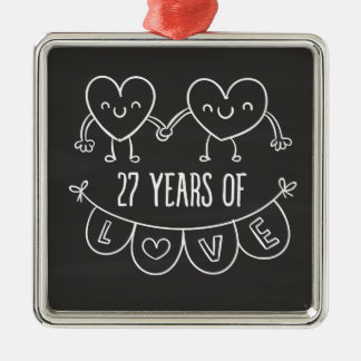 Ornement En Métal Coeurs de calèche-cadeaux du 27e anniversaire