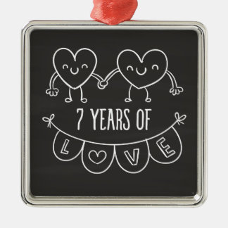 Ornement En Métal Coeurs de calèche-cadeaux du 7e anniversaire
