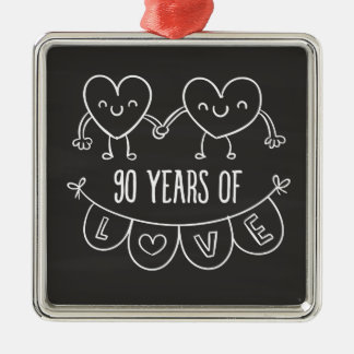 Ornement En Métal Coeurs de calèche-cadeaux du 90e anniversaire