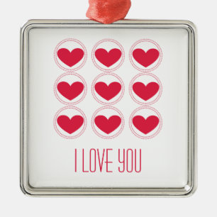 Ornement En Métal Coeurs Humides Ornament, Rose foncé