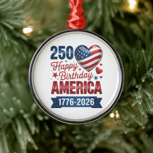 Ornement En Métal Cœurs USA 1776 2026 4 juillet