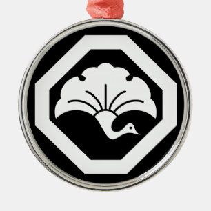 Ornement En Métal Coin arrondi avec grue ginkgo