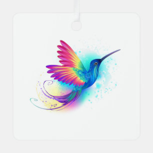Ornement En Métal Colibri arc-en-ciel exotique