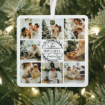 Ornement En Métal Collage photo de famille simple et moderne | Cadea<br><div class="desc">Ce Collage de 8 photos Famille moderne Ornement personnalisé est la façon parfaite de transformer vos photos de famille préférées en un souvenir mignon et tendance. Avec un design simple, moderne et élégant Monogram, il est entièrement personnalisable pour s'adapter à votre style. Idéal pour faire un don à l’occasion de...</div>