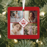 Ornement En Métal Collage Photo Personnalisé Cadeau pour une Reine M<br><div class="desc">Offrez à Maman un cadeau qui brille sous tous les angles ! Cet ornement double face de luxe présente un design vibrant à plusieurs photos, spécialement conçu pour la "Reine" de la famille. L'avant présente une disposition moderne en grille avec quatre photos, tandis que l'arrière présente le graphisme audacieux "Queen...</div>