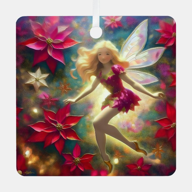 Ornement En Métal Collection de fées de Noël - Cheveux blond or pâle (Recto)