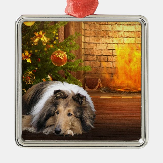 Ornement En Métal Collie Christmas (Devant)