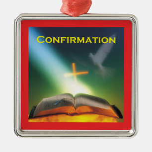 Ornement En Métal Colombe de confirmation, Bible, Croix