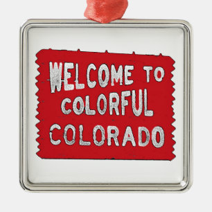 Ornement En Métal Colorful Colorado red welcome sign