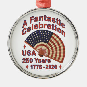 Ornement En Métal Conception de ventilateur patriotique USA 250 ans 