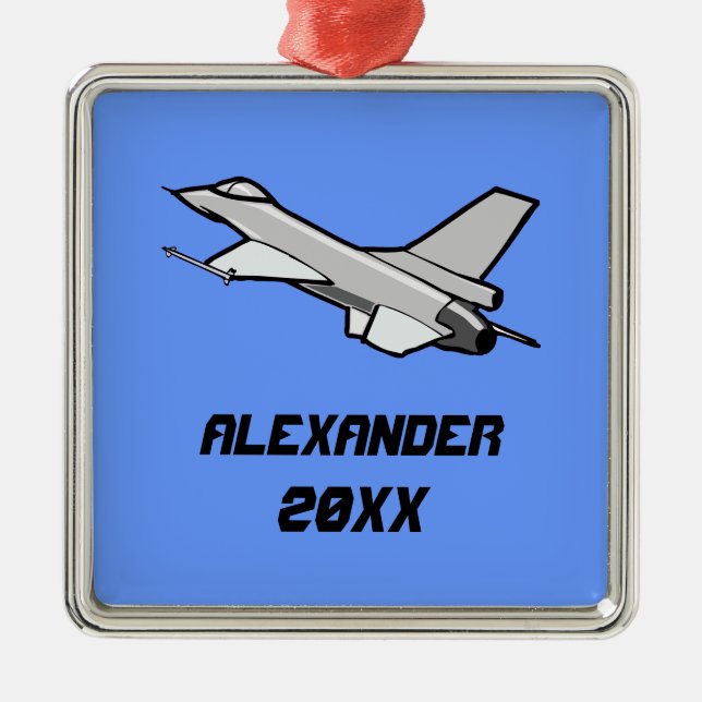 Ornement En Métal Conception personnalisée de faucon de combat F16 (Devant)