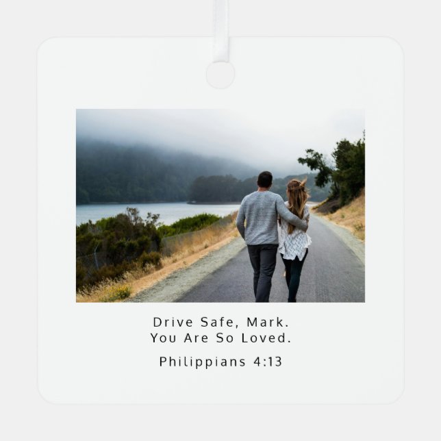 Ornement En Métal Conduisez en toute sécurité Philippiens 4:13 Chris (Recto)