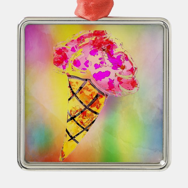 Ornement en métal cône de crème glacée (Devant)