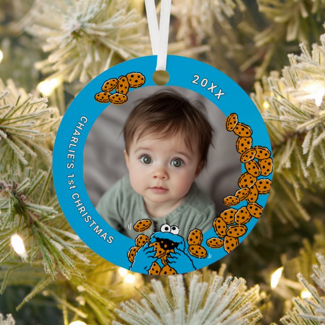 Ornement En Métal Cookie Monster Baby's 1st Christmas Photo Metal Or (Insitu)