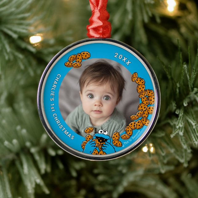 Ornement En Métal Cookie Monster Baby's 1st Christmas Photo Metal Or (Arbre)