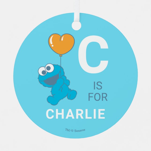 Ornement En Métal Cookie Monster Heart Balloon (Recto)