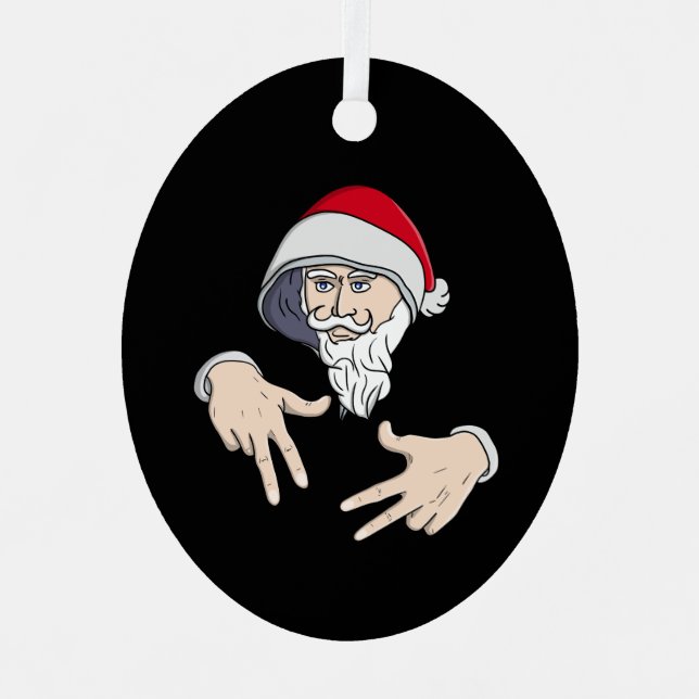Ornement En Métal Cool Gangsta Hip hop Rap de la main Père Noël (Recto)