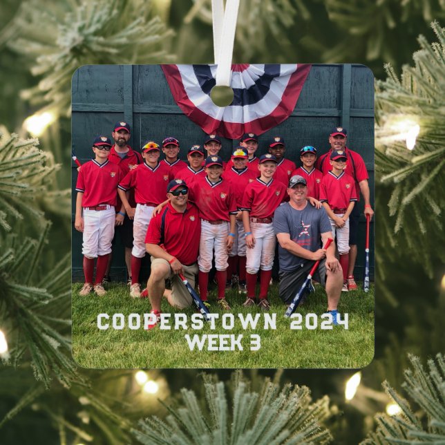 Ornement En Métal Cooperstown Baseball Custom Year Side Fun Faits (Insitu)