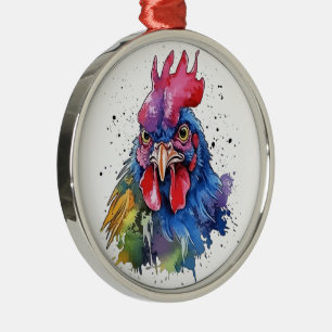 Ornement En Métal Coq de campagne Style aquarelle