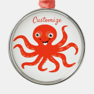 Ornement En Métal Coucou rouge souriant Octopus Thunder_Cove