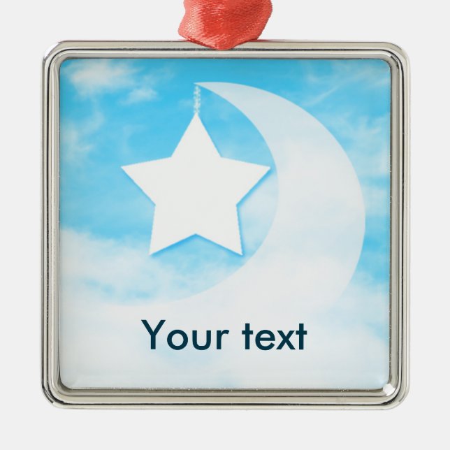 Ornement en métal couleur argent Star & Moon (Devant)