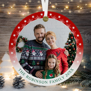 Ornement En Métal Couleur tendance double face deux photo Snowflakes