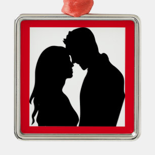 ORNEMENT EN MÉTAL COUPLE ROMANTIQUE SILHOUETTE