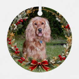Ornement En Métal Couronne de Noël avec photo de compagnie personnal