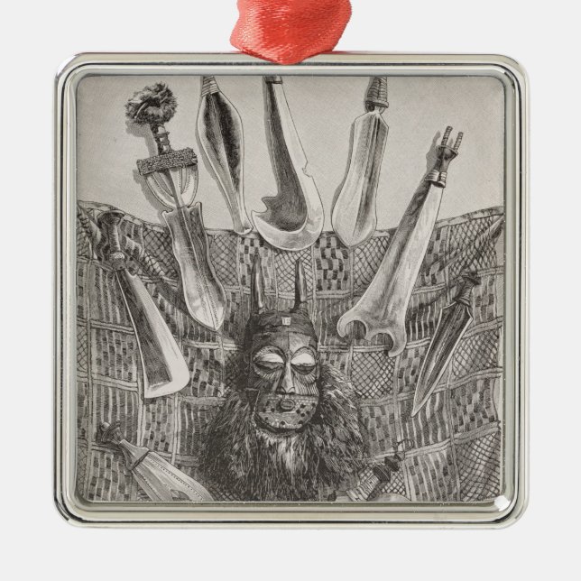 Ornement En Métal Couteaux, masque et tapis du Congo supérieur (Devant)