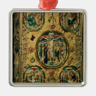 Ornement En Métal Couverture d'évangile, or avec le repousse