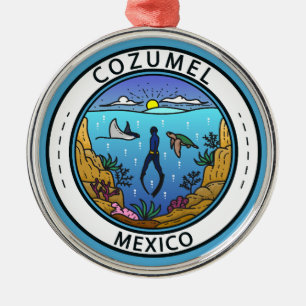 Ornement En Métal Cozumel Mexique Badge Scuba