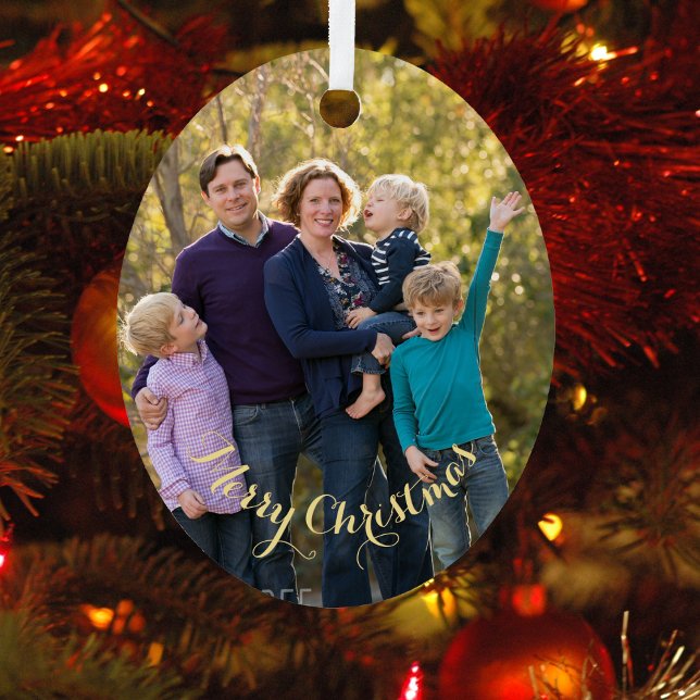 Ornement En Métal Créez votre propre photo personnalisée Noël ovale (Create Your Own Personalized Photo Oval Christmas Metal Ornament)