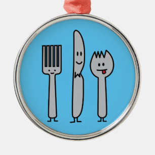 Ornement En Métal Cuillère mignonne de Spork de couteau de