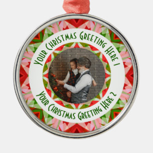 Ornement En Métal Custom Christmas Star Jolly Red Fun Photo Grey