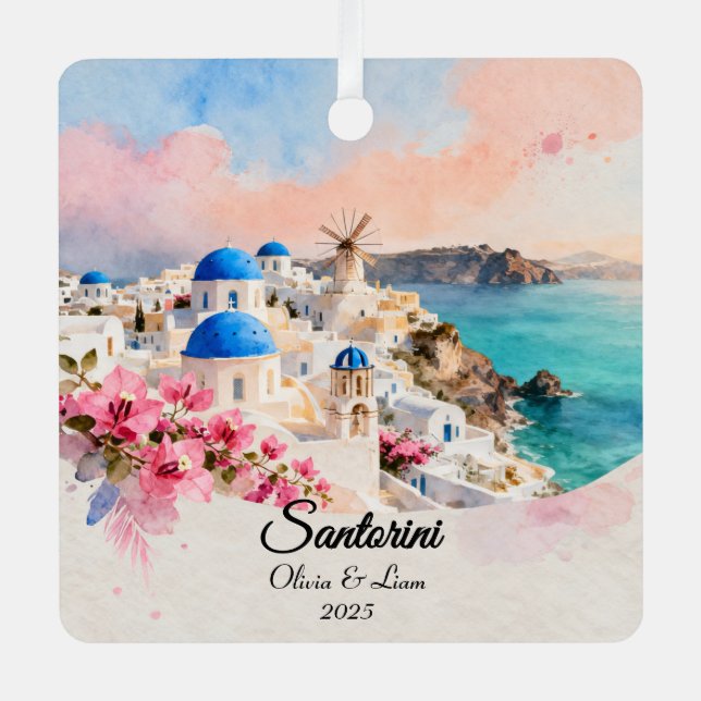 Ornement En Métal Custom Couple’s Travel Keepsake (Recto)