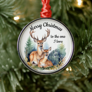 Ornement En Métal Custom Dated Christmas Deer One I Love