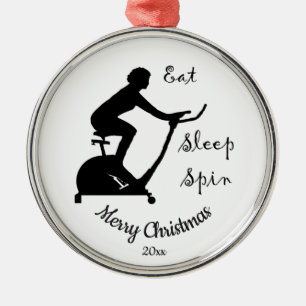 Ornement En Métal Custom Dated Christmas Spinning class, cycle