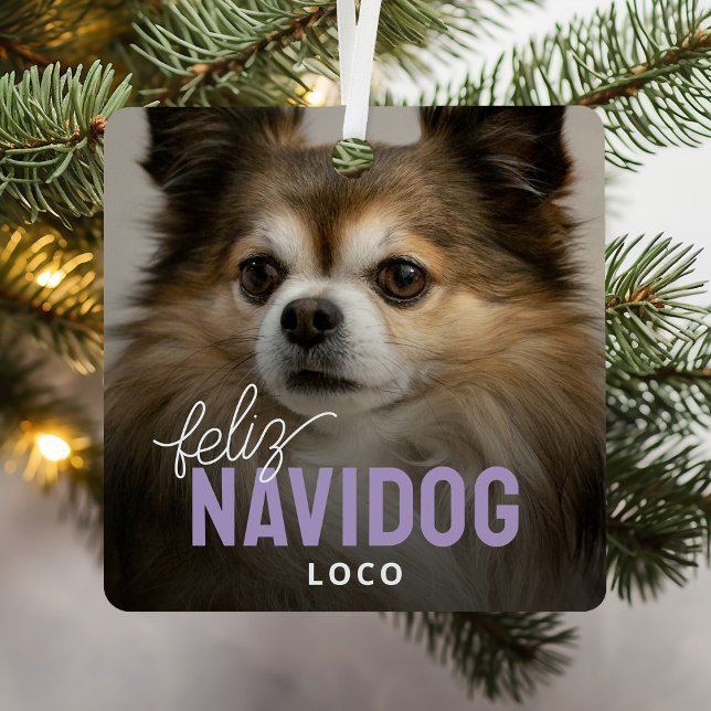Ornement En Métal Cute Feliz Navidog Pet Photo Noël (Créateur téléchargé)